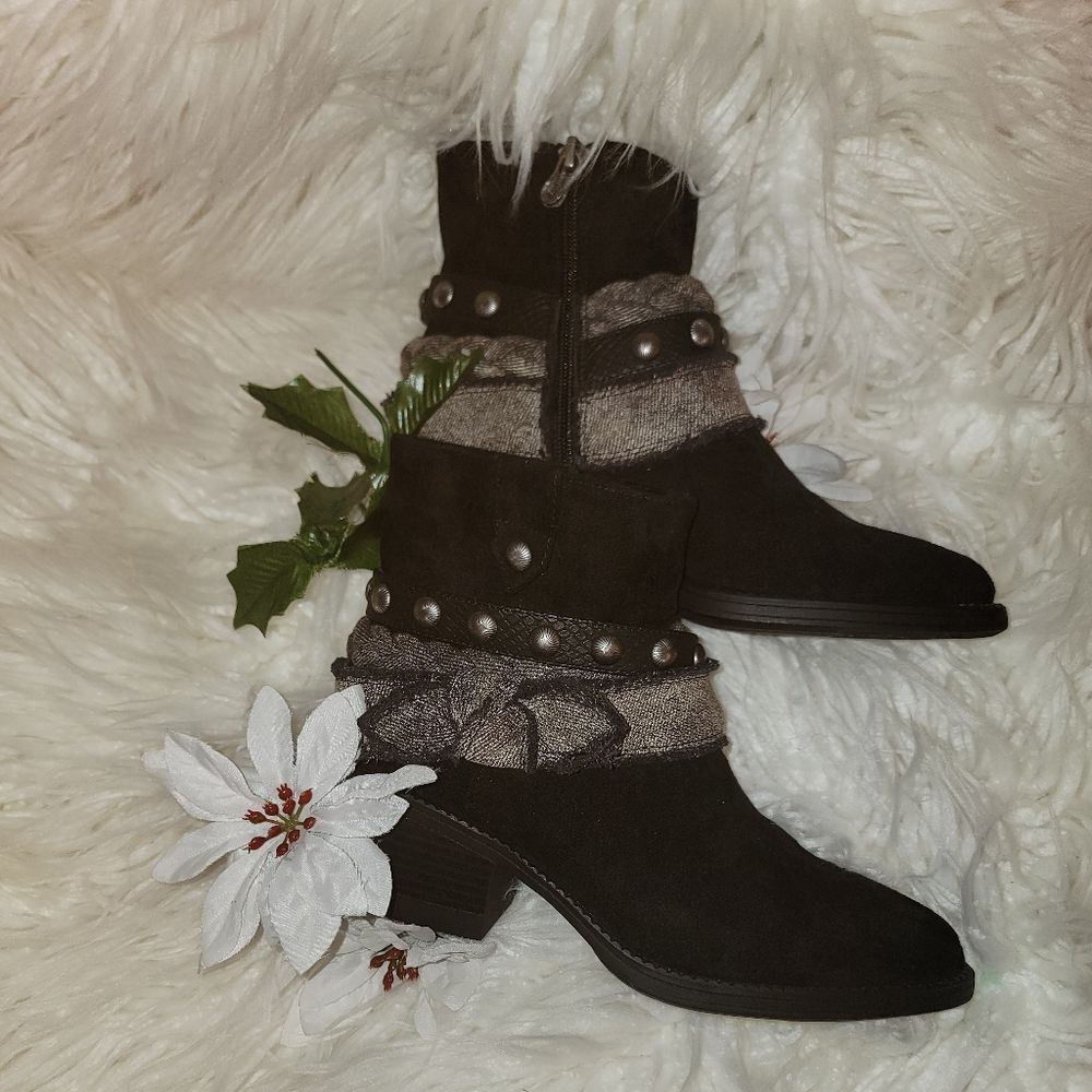 🆕️🥾Blowfish Malibu Rally Ankle Boots, Black/Tan 6-1/2